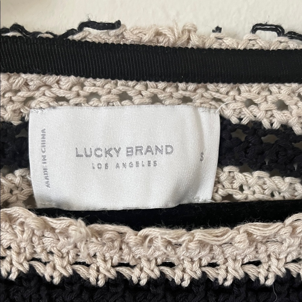 Lucky Brand Black and Cream Striped Sweater - Picture 2 of 6